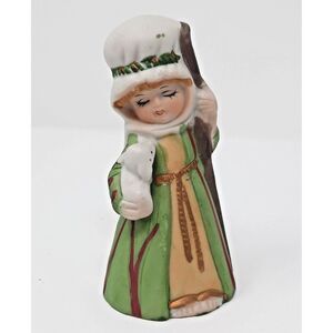 Adorible Merri Bell Shephard 1978 Jasco Christmas Bisque Porcelain Boy Christmas